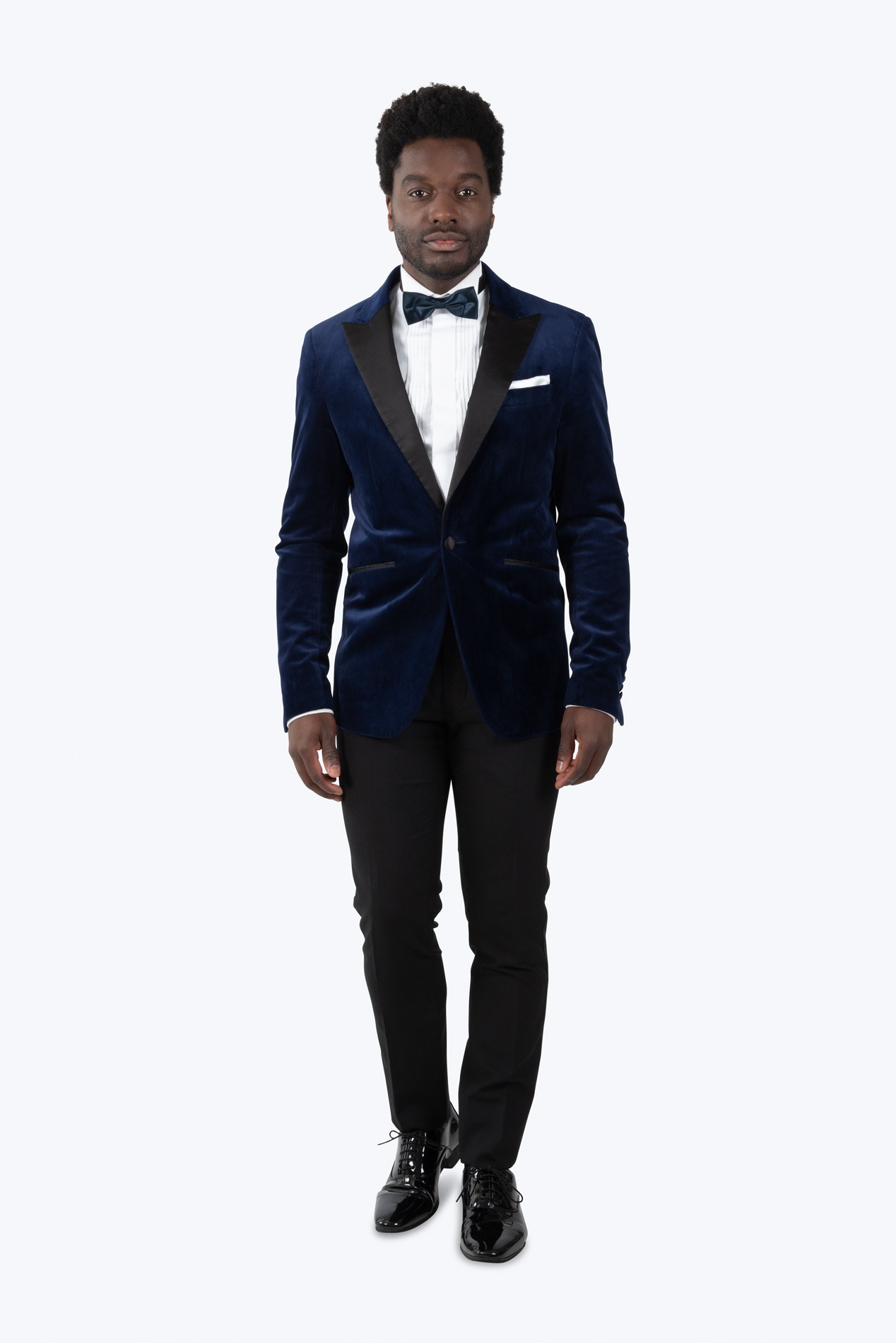 Blauw fluwelen smoking slim fit